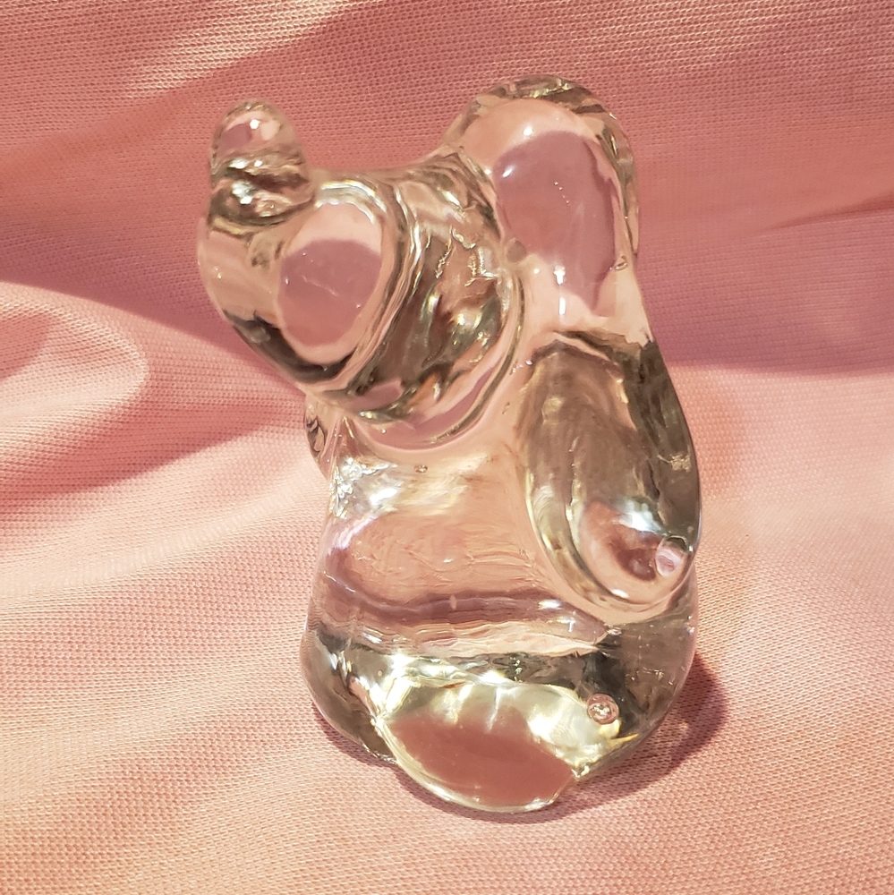 Vintage Fenton Art Glass Crystal Bassett Hound Beagle Dog Paperweight